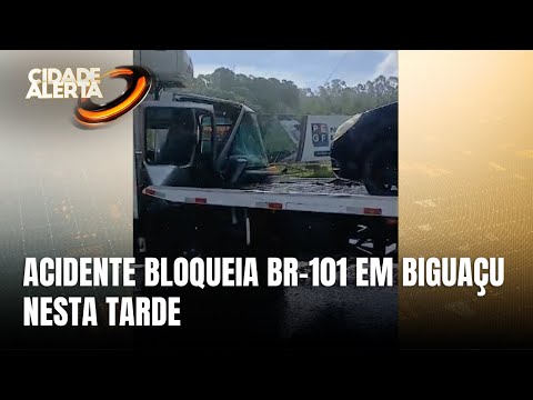 Acidente bloqueia BR-101 em Biguaçu no sentido norte nesta tarde