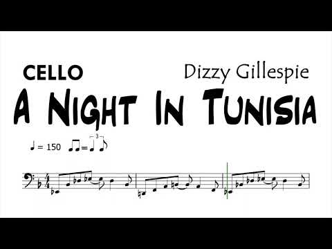 A Night In Tunisia Cello Sheet Music Backing Track Play Along Partitura