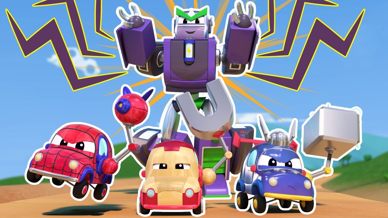 VILÃO DO MAL destrói a cidade! Super Robô, chame os VINGADORES! | Transformação do Super Robô