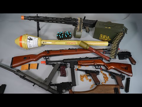 WW2 German Army Toy Gun Nerf Gun MG42 and Airsoft Gun - Luger P08 - MG42 Kar98k- Toy Guns Collection