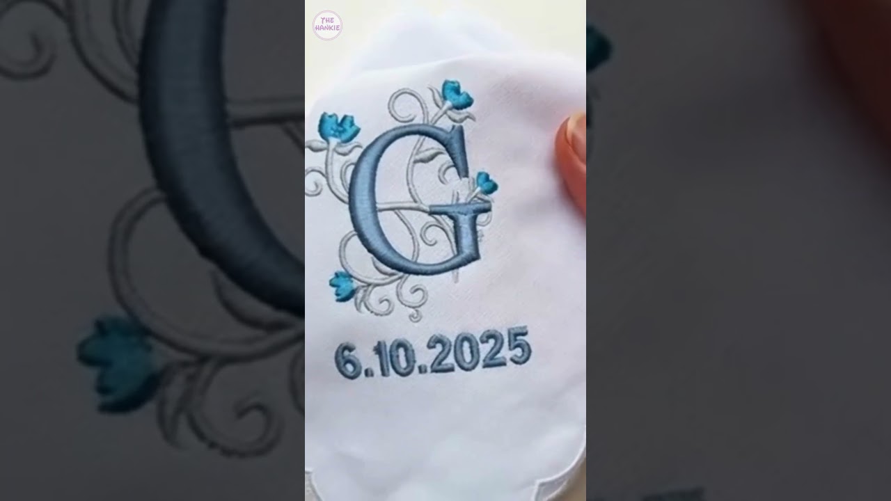 ✨ Women’s Embroidered Initial Handkerchief Personalized Cotton Hankie with Elegant Monogram ✨