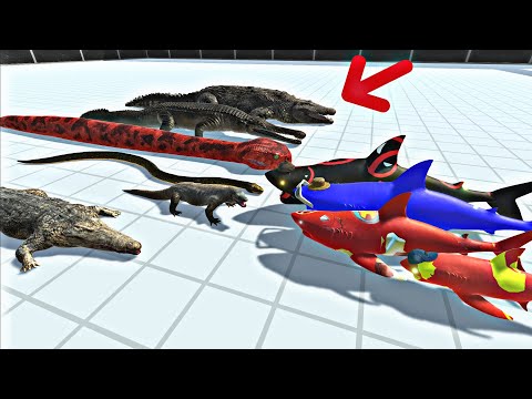 Baby Shark Battle VS 10 Reptiles - Animal Revolt Battle Simulator