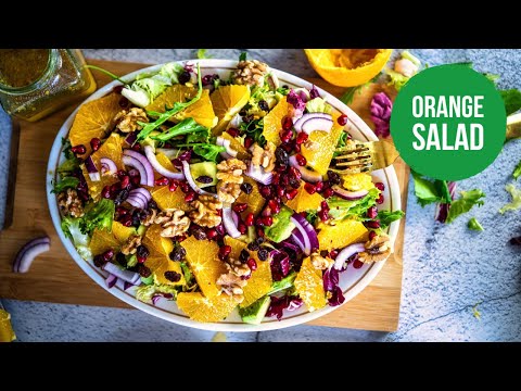 Easy Orange Salad Recipe - Avocado Orange Walnut Salad - Orange Dressing - Healthy & Gluten Free