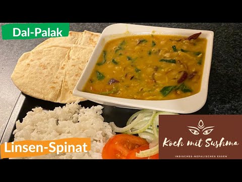 Dal-Palak | Linsen-Spinat | Lintel-Spinach | Vegan | Vegetarische Gericht Rezept #KochmitSushma❤️😍