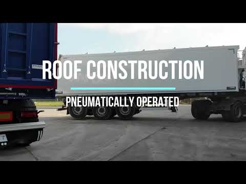 Tisvol-trailer with pneumatically operated roof.