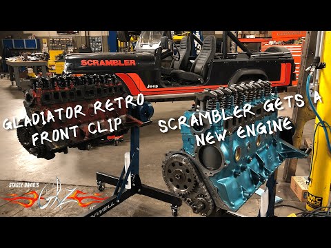 Retro Gladiator Front Clip Install & Jeep Scrambler Gets a New Engine - Stacey David's Gearz S14 E2