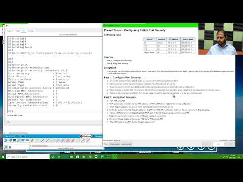 Lab 5.2.2.7  Packet Tracer - Configuring Switch Port Security - Professor Munshi Shams (CCNA 2)