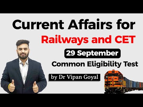 29 September 2020 Current Affairs for CET Common Eligibility Test Dr Vipan Goyal Study IQ #CET #NTPC
