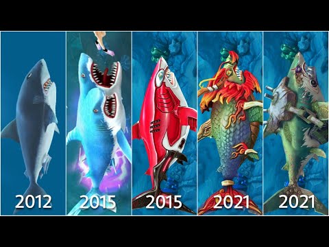 THE EVOLUTION OF GREAT WHITE SHARK (2012 - 2021) - Hungry Shark VS Double Bead Shark Attack