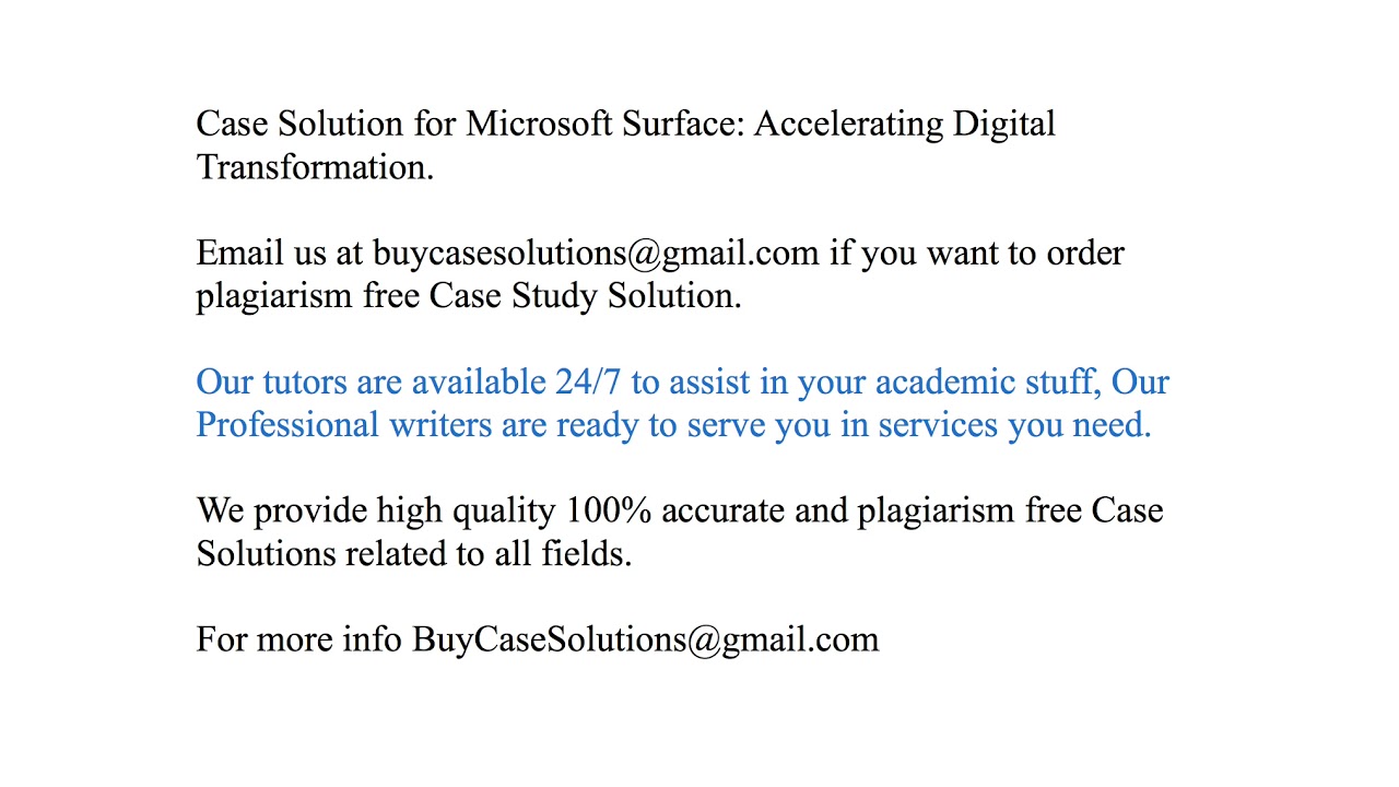 Case Solution Microsoft Surface Accelerating Digital Transformation