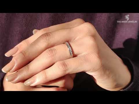 🧿Channel set wedding band,Channel Set Round Band,Channel Set Band, Half Eternity Band,Stacking Band