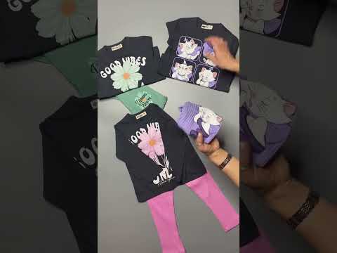 Костюм для девочки: футболка с принтом и лосины в рубчик, 4 - 10 лет - фото 3 - id-p2709502154