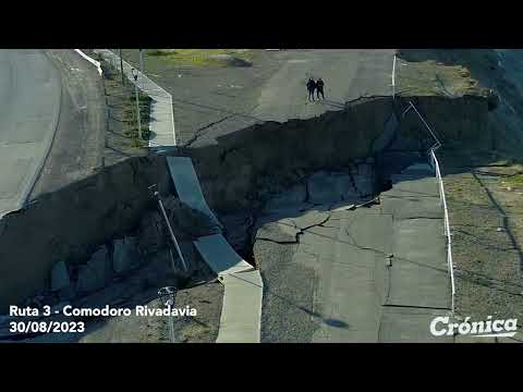 Colapsó Ruta Nacional Nº3 al pie del cerro Chenque y se espera que se desprenda un área mayor