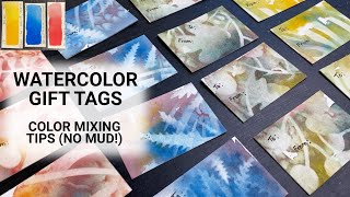 Reverse Stenciling WATERCOLOR Easy Gift Tags & Limited Palette Setup - 358