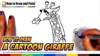 How to Draw a Cartoon Giraffe Step By Step - Art for Kids - How to Draw cartoon Animals CC