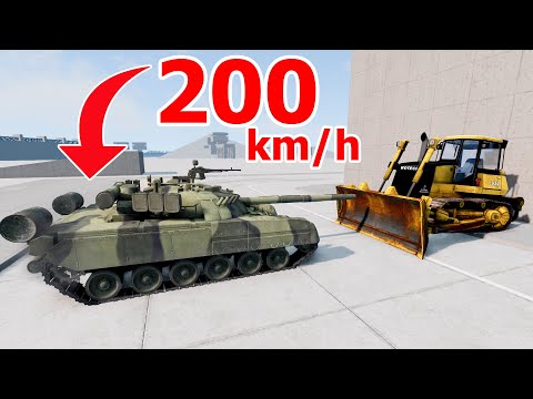 BULDOZER vs TANK 200 Km/H (CRASH TEST) - BEAMNG DRIVE | PRONEXA BEAMNG