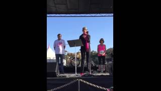 Professor Polly Roberts speaking at the Komen Race for the Cure