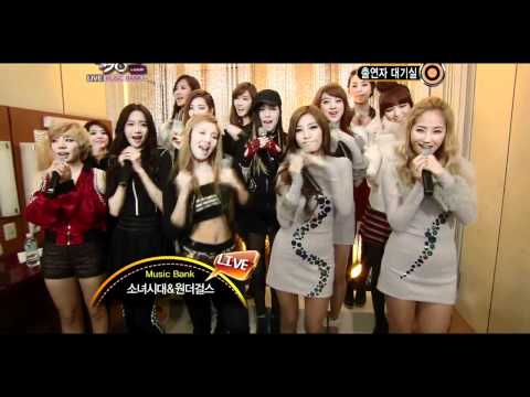 111118 Music Bank - Wonder Girls & SNSD Backstage