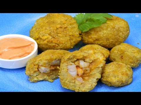 How to make Puerto Rican Mofongo Balls stuffed with Shrimp