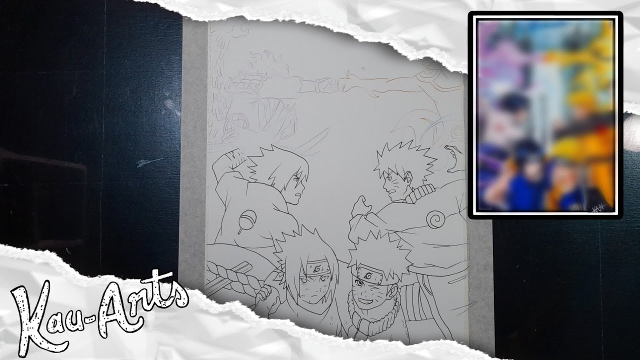 Speed Drawing: Uchiha Sasuke|Uzumaki Naruto - Vale do Fim [ Naruto ] timelapse.