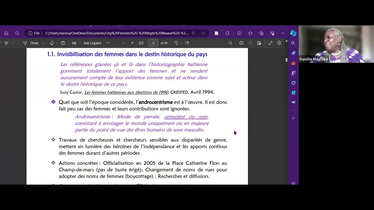 [CFEGES] Socio-histoire du mouvement féministe haïtien - Danièle Magloire