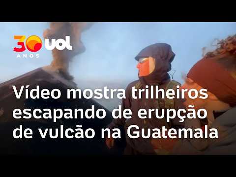 Vulcão de Fogo entra em erupção na Guatemala; veja trilheiros escapando