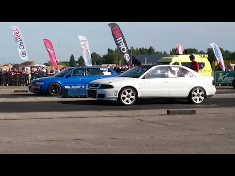 850+HP Audi A4 B5 20v 2.2T vs 1100HP Audi S4 B5 2.7T 1/4 mile drag race