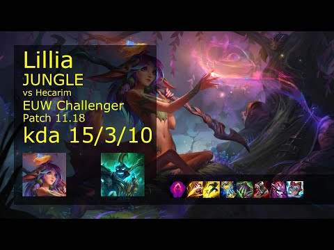 Lillia vs Hecarim Jungle - EUW Challenger 15/3/10 Patch 11.18 Gameplay