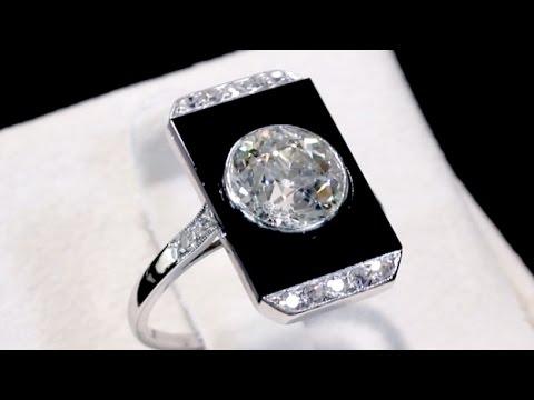 2.56 ct Diamond and Black Onyx, Platinum Dress Ring - Art Deco - Antique Circa 1920 - A6384