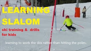 Learning Slalom Kids Ski Racing Technique Children Lessons Alpine Skiing