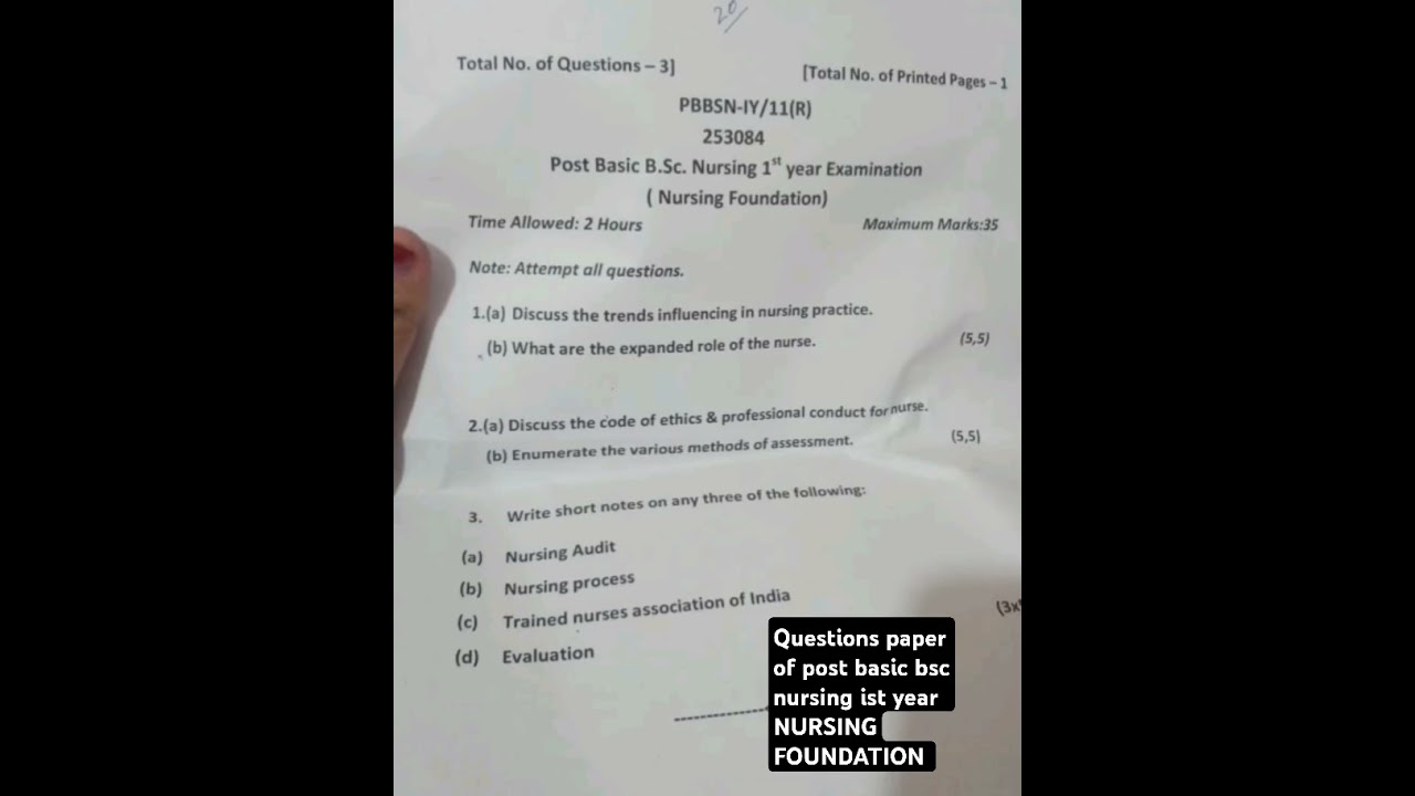 Nursing foundation question paper of post basic bsc nursing ist year #jammu university