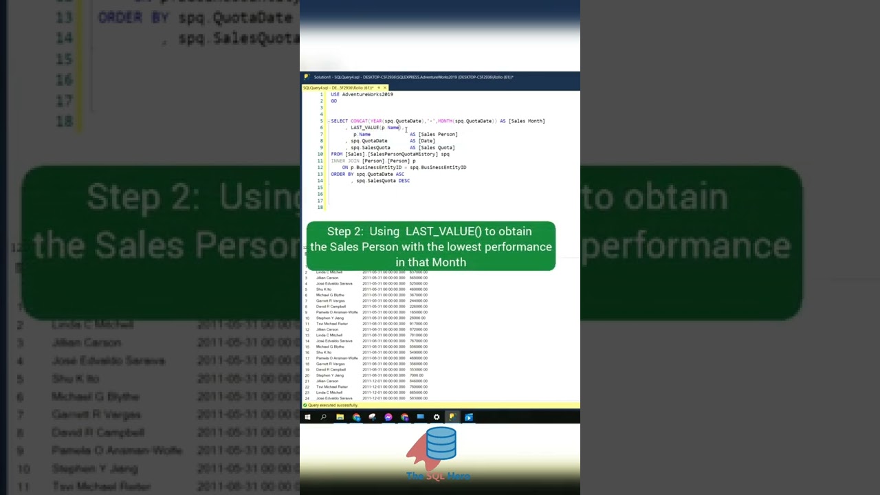 LAST SALESMEN #sql #sqlserver #database #dba #data #dataengineering #dataanalytics #datascience