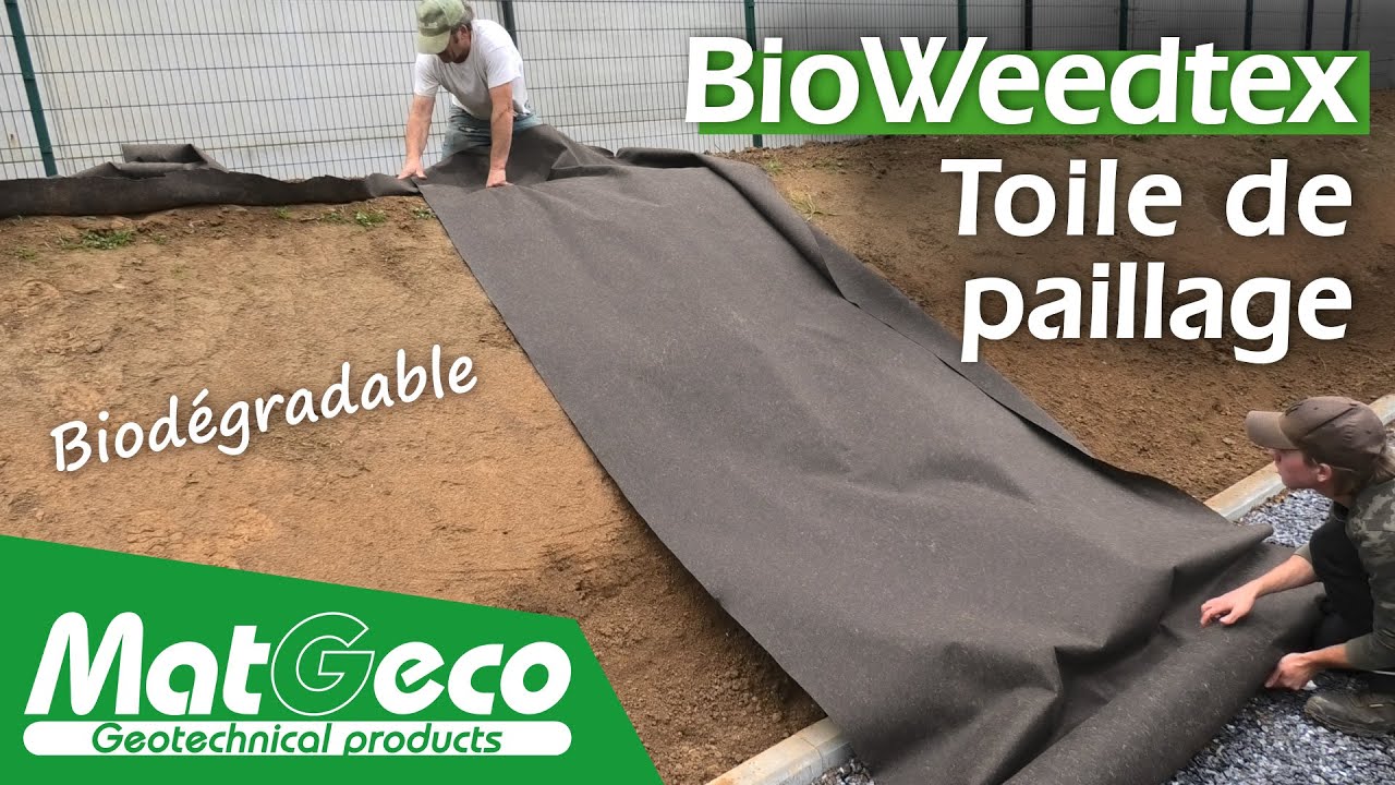 Toile de paillage anti-mauvaises herbes pour plantations, talus : BioWeedtex
