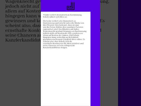 02.04.2024 - Linke verliert dramatisch an Zustimmung, Scholz nähert sich Merz an...