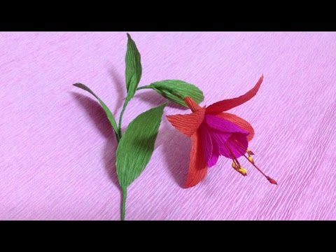 How to Make Fuchsia Crepe Paper flowers - Flower Making of Crepe Paper - Paper Flower Tutorial Video