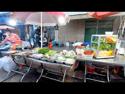 E Da Seafood, Papaya Salad, Smoothie | Evening Street Food Business in Phnom Penh