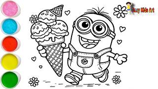 Minion Ice Cream Coloring 🍦🎨 | Easy & Fun Coloring for Kids