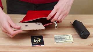 Жіноча глянсова косметичка із натуральної шкіри Shvigel 16410 червона