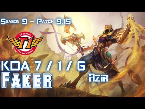 SKT T1 Faker AZIR vs QIYANA Mid - Patch 9.15 KR Ranked