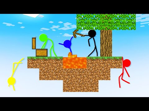 Sticktoon - Stickman VS Minecraft: Skyblock Challenge - AVM Shorts Animation