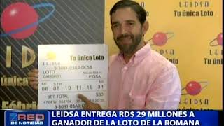Leidsa entrega RD$ 29 millones a ganador de la loto de La Romana