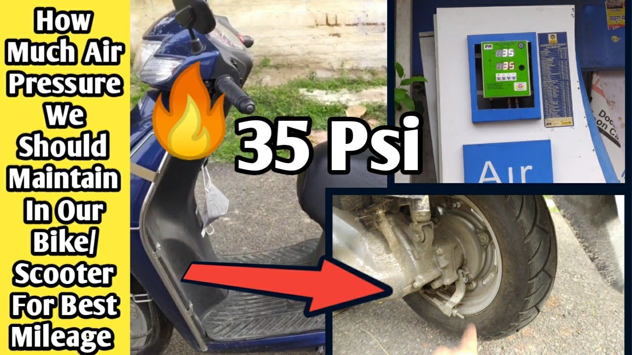 Watch video How Much Tyre Pressure Should We Maintain In Our Bike/Scooter For Good Mileage 🔥 Now How Much Tyre Pressure Should We Maintain In Our Bike/Scooter For Good Mileage 🔥