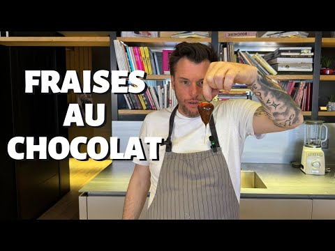 Chocolate-dipped strawberries with almond rocher glaze