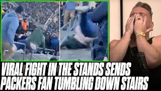 Viral Video Shows Packers Fan Fall Down Stairs After Fighting Bears Fan | Pat McAfee Reacts