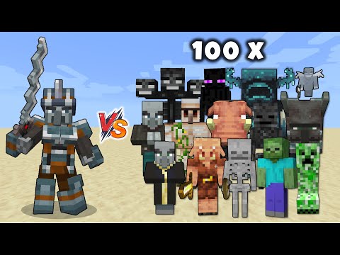 Warden Illager vs All Minecraft Mobs x100 - Warden Illager (Minecraft Dungeons) vs Mobs