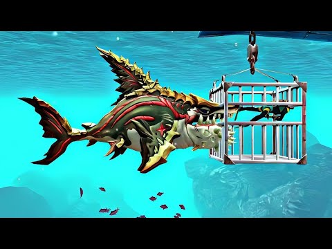 Ancient Megalodon Shark Attacks Cage Diver - Hungry Shark World - Ancient Megalodon Shark Gameplay