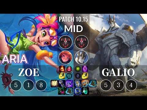 CGA Aria Zoe vs Galio Mid - KR Patch 10.15