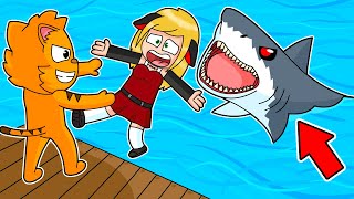 !NOS COME UN TIBURÓN! 😱😭 | SRGATO Y FLORCITA10 SON LO MAS NOOBS EN RAFT #1