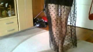 Women Fashion Polka Dot Pleated Gauze Elastic Waist Skirt Vintage Long Sexy Maxi Skirt