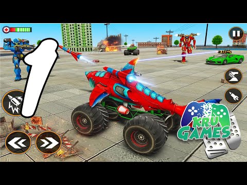 Monster Truck Robot Shark Attack – Car Robot Game Gameplay Walkthrough #1 (Android, IOS)